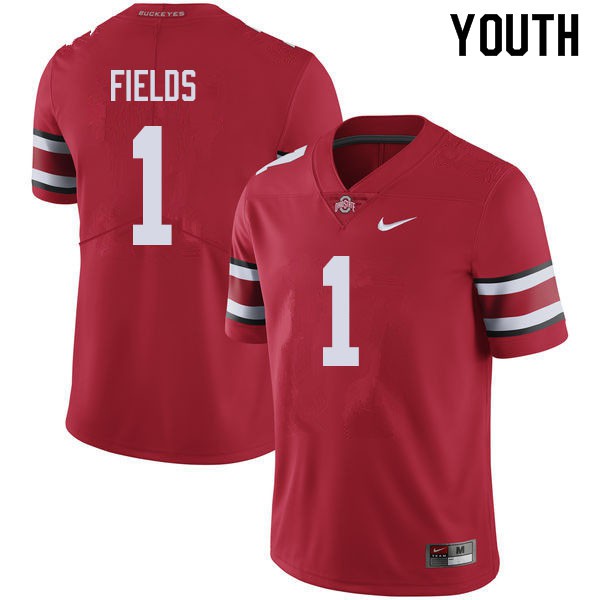 Ohio State Buckeyes #1 Justin Fields Youth Official Jersey Red